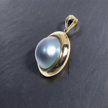 Load image into Gallery viewer, 14K Yellow Gold Encircles Design Blue Mabe Pearl Pendant