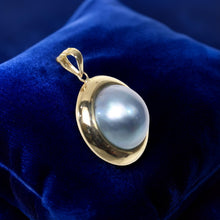 Load image into Gallery viewer, 14K Yellow Gold Encircles Design Blue Mabe Pearl Pendant