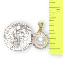Load image into Gallery viewer, 14K Yellow Gold White Pearl &amp; Diamond Surround Pendant