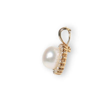 Load image into Gallery viewer, 14K Yellow Gold White Pearl &amp; Diamond Surround Pendant