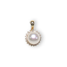 Load image into Gallery viewer, 14K Yellow Gold White Pearl &amp; Diamond Surround Pendant