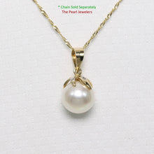 Load image into Gallery viewer, White Pearl Pendant – 14k Yellow Gold with Diamond Claw Bail