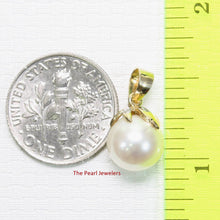 Load image into Gallery viewer, White Pearl Pendant – 14k Yellow Gold with Diamond Claw Bail