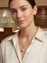 Load image into Gallery viewer, White Pearl Pendant – 14k Yellow Gold with Diamond Claw Bail