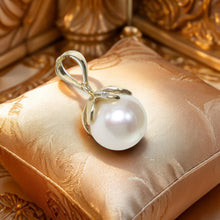 Load image into Gallery viewer, White Pearl Pendant – 14k Yellow Gold with Diamond Claw Bail
