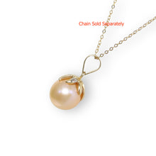 Load image into Gallery viewer, Peach Pearl Pendant – 14k Yellow Gold with Diamond Claw Bail