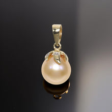 Load image into Gallery viewer, Peach Pearl Pendant – 14k Yellow Gold with Diamond Claw Bail