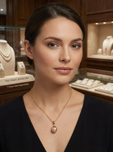 Load image into Gallery viewer, Lavender Pearl Pendant – 14k Yellow Gold Claw Bail with Diamonds