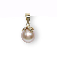 Load image into Gallery viewer, Lavender Pearl Pendant – 14k Yellow Gold Claw Bail with Diamonds