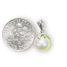 Load image into Gallery viewer, White Pearl Pendant – 14k White Gold Claw Bail with Diamonds