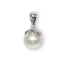 Load image into Gallery viewer, White Pearl Pendant – 14k White Gold Claw Bail with Diamonds