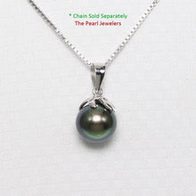 Load image into Gallery viewer, Black Pearl Pendant – 14k White Gold Claw Bail with Diamonds