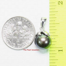 Load image into Gallery viewer, Black Pearl Pendant – 14k White Gold Claw Bail with Diamonds