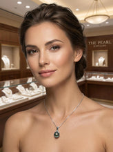 Load image into Gallery viewer, Black Pearl Pendant – 14k White Gold Claw Bail with Diamonds