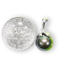 Load image into Gallery viewer, Black Pearl Pendant – 14k White Gold Claw Bail with Diamonds