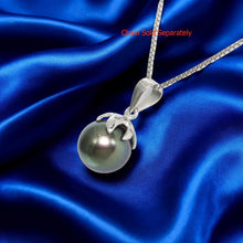Load image into Gallery viewer, Black Pearl Pendant – 14k White Gold Claw Bail with Diamonds