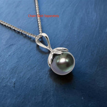 Load image into Gallery viewer, Black Pearl Pendant – 14k White Gold Claw Bail with Diamonds