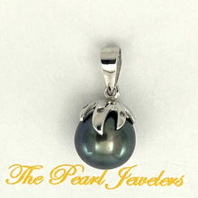 Load image into Gallery viewer, 2090656 GENUINE DIAMOND BLACK PEARL 14K WHITE GOLD CLAW BAIL PENDANT