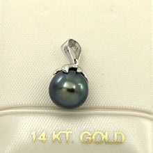 Load image into Gallery viewer, 2090656 GENUINE DIAMOND BLACK PEARL 14K WHITE GOLD CLAW BAIL PENDANT