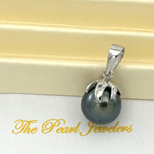 Load image into Gallery viewer, 2090656 GENUINE DIAMOND BLACK PEARL 14K WHITE GOLD CLAW BAIL PENDANT