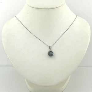 2090656 GENUINE DIAMOND BLACK PEARL 14K WHITE GOLD CLAW BAIL PENDANT