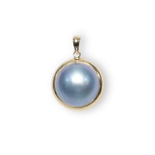 Load image into Gallery viewer, Blue Mabe Pearl Pendant – 14k Yellow Gold Bezel Setting