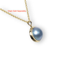 Load image into Gallery viewer, Blue Mabe Pearl Pendant – 14k Yellow Gold Bezel Setting