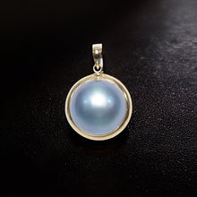 Load image into Gallery viewer, Blue Mabe Pearl Pendant – 14k Yellow Gold Bezel Setting