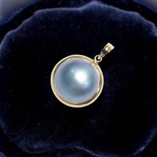 Load image into Gallery viewer, Blue Mabe Pearl Pendant – 14k Yellow Gold Bezel Setting