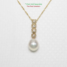 Load image into Gallery viewer, White Pearl Pendant – 14k Yellow Gold with Diamond Heart Bail