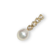 Load image into Gallery viewer, White Pearl Pendant – 14k Yellow Gold with Diamond Heart Bail
