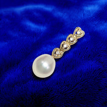 Load image into Gallery viewer, White Pearl Pendant – 14k Yellow Gold with Diamond Heart Bail