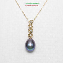 Load image into Gallery viewer, Black Pearl Pendant – 14k Yellow Gold with Diamond Heart Bail