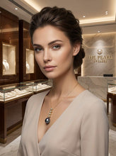 Load image into Gallery viewer, Black Pearl Pendant – 14k Yellow Gold with Diamond Heart Bail