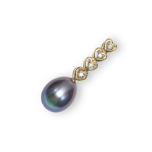 Load image into Gallery viewer, Black Pearl Pendant – 14k Yellow Gold with Diamond Heart Bail