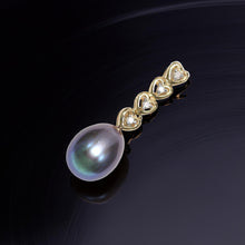 Load image into Gallery viewer, Black Pearl Pendant – 14k Yellow Gold with Diamond Heart Bail
