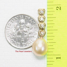 Load image into Gallery viewer, Pink Pearl Pendant – 14k Yellow Gold with Diamond Heart Bail