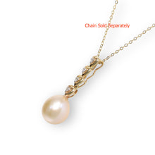 Load image into Gallery viewer, Pink Pearl Pendant – 14k Yellow Gold with Diamond Heart Bail