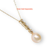 Load image into Gallery viewer, Pink Pearl Pendant – 14k Yellow Gold with Diamond Heart Bail