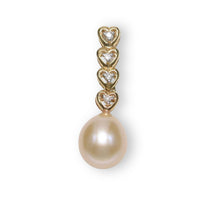Load image into Gallery viewer, Pink Pearl Pendant – 14k Yellow Gold with Diamond Heart Bail