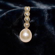 Load image into Gallery viewer, Pink Pearl Pendant – 14k Yellow Gold with Diamond Heart Bail