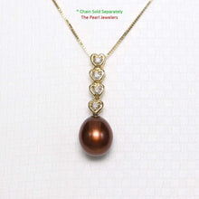Load image into Gallery viewer, Chocolate Pearl Pendant – 14k Yellow Gold with Diamond Heart Bail