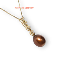 Load image into Gallery viewer, Chocolate Pearl Pendant – 14k Yellow Gold with Diamond Heart Bail