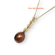 Load image into Gallery viewer, Chocolate Pearl Pendant – 14k Yellow Gold with Diamond Heart Bail