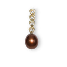 Load image into Gallery viewer, Chocolate Pearl Pendant – 14k Yellow Gold with Diamond Heart Bail