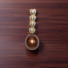 Load image into Gallery viewer, Chocolate Pearl Pendant – 14k Yellow Gold with Diamond Heart Bail
