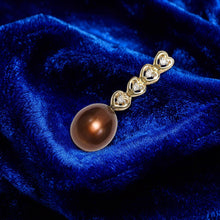 Load image into Gallery viewer, Chocolate Pearl Pendant – 14k Yellow Gold with Diamond Heart Bail