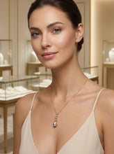Load image into Gallery viewer, Lavender Pearl Pendant – 14k Yellow Gold with Diamond Heart Bail