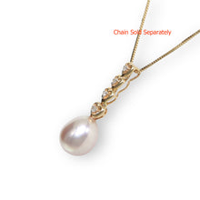 Load image into Gallery viewer, Lavender Pearl Pendant – 14k Yellow Gold with Diamond Heart Bail