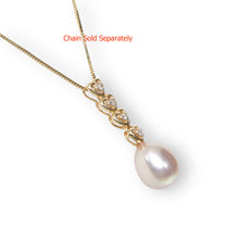 Load image into Gallery viewer, Lavender Pearl Pendant – 14k Yellow Gold with Diamond Heart Bail